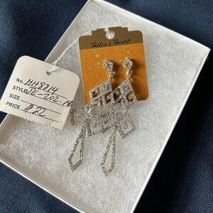 Geometric Drop Earrings | Silver Crystal | Formals Prom